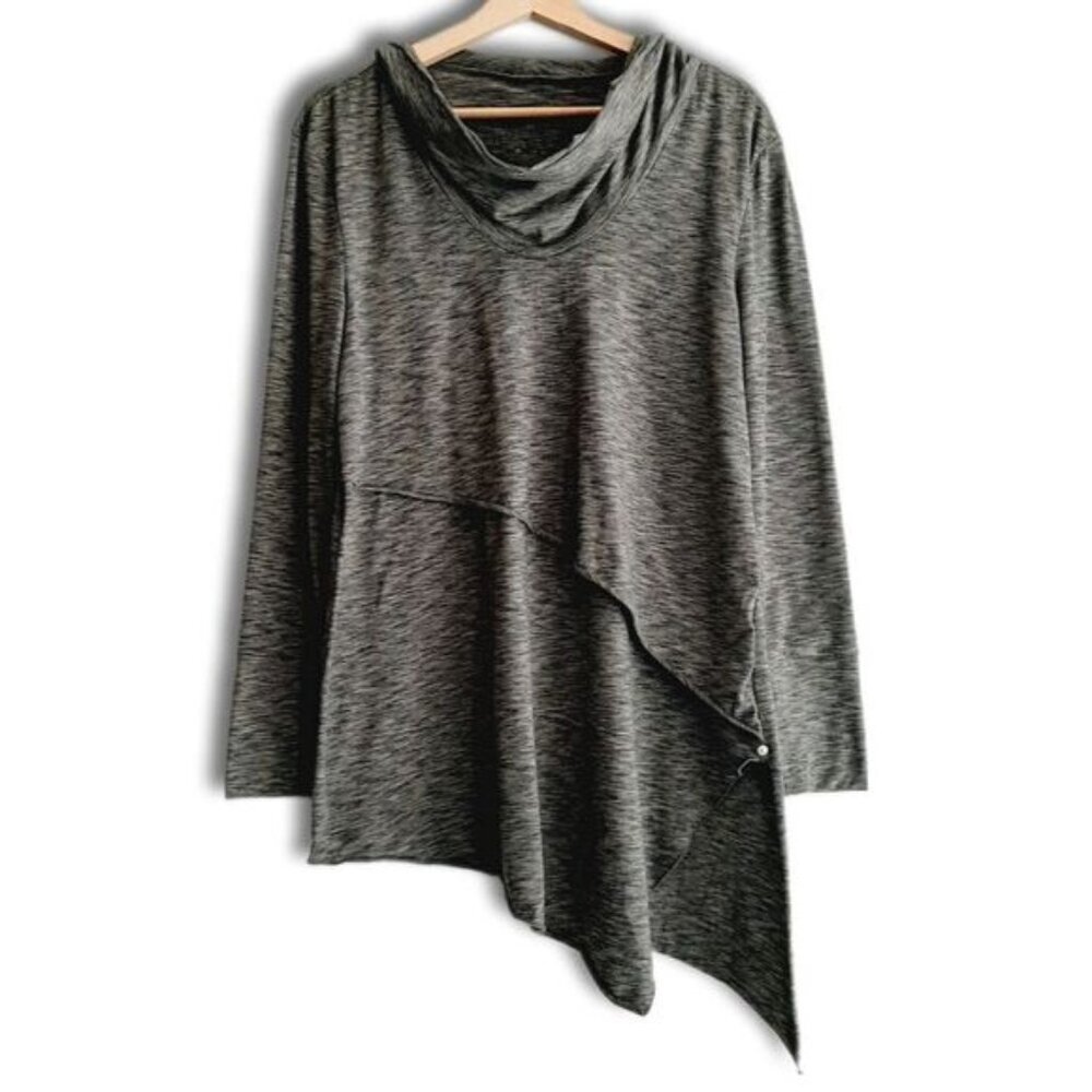 NEON BUDDHA Relaxed Fit Asymmetric Hem Sweatshirt Mockneck Melange Grey Sz S